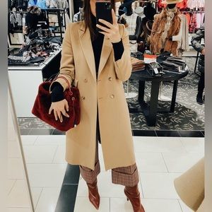 Sandro Wool Camel double breasted mid calf length size EU40/US 8.